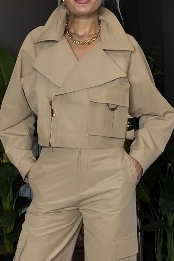 Masca Kısa Bej Trench