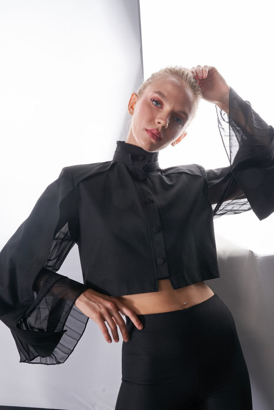 Nez Black Crop Blouse
