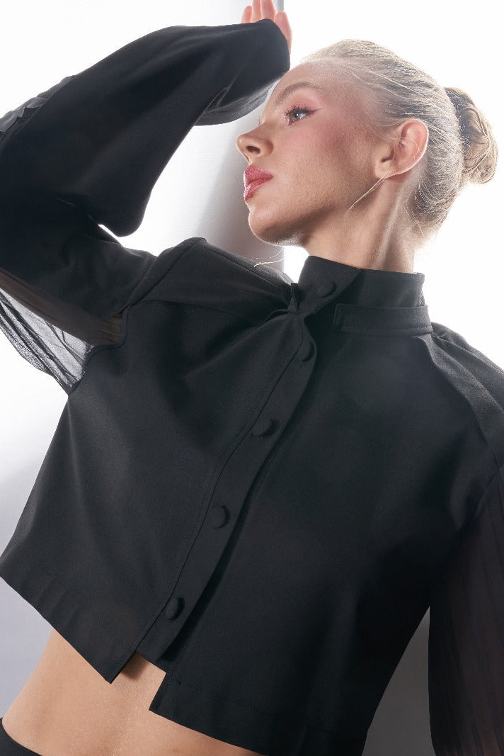 Nez Black Crop Blouse